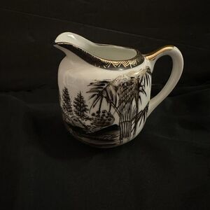 Vintage Hayasi  KUTANI China Milk Jug/Creamer Japanese Village & Bamboo